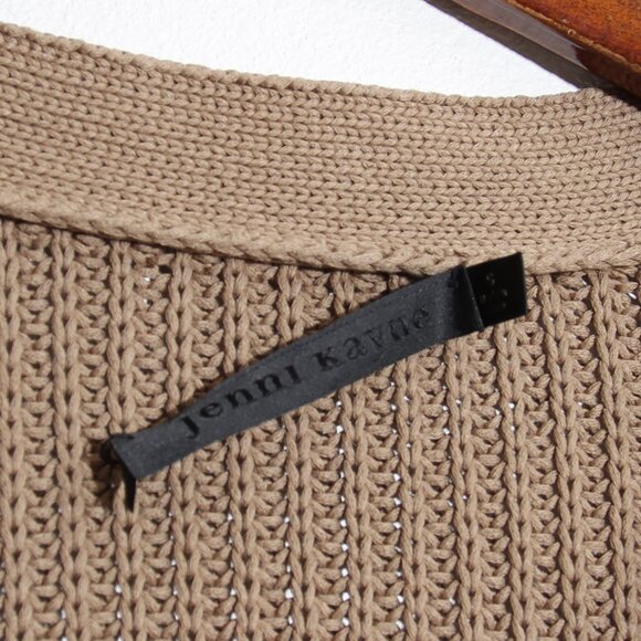 Jenni Kayne Cropped Cotton Cocoon Cardigan Mocha Button Front Ribbed Size Small - Picture 15 of 16